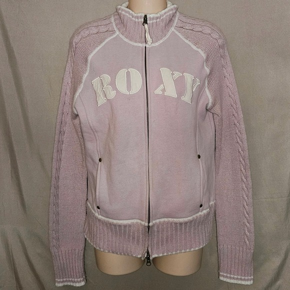 Y2k Roxy Pink Full Zip Jacket Knit - Picture 1 of 6